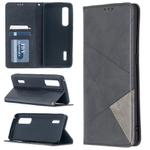 For OPPO Find X2 Pro Rhombus Texture Horizontal Flip Magnetic Leather Case with Holder & Card Slots(Black)