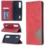 For OPPO Find X2 Pro Rhombus Texture Horizontal Flip Magnetic Leather Case with Holder & Card Slots(Red)