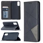 For OPPO Reno4 5G Rhombus Texture Horizontal Flip Magnetic Leather Case with Holder & Card Slots(Black)