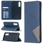 For OPPO Find X2 Neo / Reno 3 Pro Rhombus Texture Horizontal Flip Magnetic Leather Case with Holder & Card Slots(Blue)