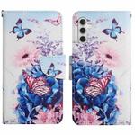 For Samsung Galaxy S25 5G Colored Drawing Pattern Leather Phone Case(Purple Butterfly)