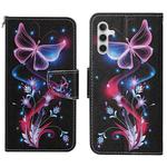 For Samsung Galaxy S25+ 5G Colored Drawing Pattern Leather Phone Case(Fluorescent Butterfly)