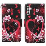 For Samsung Galaxy S25+ 5G Colored Drawing Pattern Leather Phone Case(Red Heart)