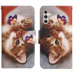 For Samsung Galaxy S25+ 5G Colored Drawing Pattern Leather Phone Case(Butterfly Cat)