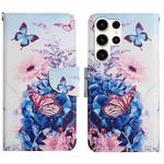 For Samsung Galaxy S25 Ultra 5G Colored Drawing Pattern Leather Phone Case(Purple Butterfly)