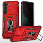 For Samsung Galaxy S25 5G Armor PC Hybrid TPU Camera Shield Phone Case(Red)