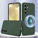 For Samsung Galaxy S24 FE 5G Shockproof Silicone Magsafe Phone Case(Dark Green)