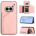 For Nothing Phone 2a Skin Feel Four Card Slots Phone Case with Wrist Strap(Pink)