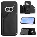 For Nothing Phone 2a Skin Feel Four Card Slots Phone Case with Wrist Strap(Black)