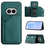 For Nothing Phone 2a Skin Feel Four Card Slots Phone Case with Wrist Strap(Green)