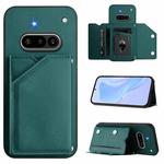 For Nothing Phone 3a Skin Feel Four Card Slots Phone Case with Wrist Strap(Green)