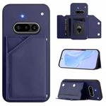 For Nothing Phone 3a Skin Feel Four Card Slots Phone Case with Wrist Strap(Blue)