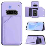 For Nothing Phone 3a Skin Feel Four Card Slots Phone Case with Wrist Strap(Purple)