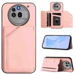 For Nothing Phone 3a Pro Skin Feel Four Card Slots Phone Case with Wrist Strap(Pink)