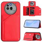 For Nothing Phone 3a Pro Skin Feel Four Card Slots Phone Case with Wrist Strap(Red)