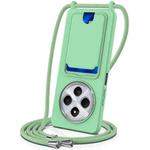 For Redmi 14C 4G / 14R 5G / A4 5G Integrated Card Bag Solid Color Liquid Silicone Phone Case with Lanyard(Green)
