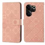 For Tecno Camon 20 Premier Ethnic Style Embossed Pattern Leather Phone Case(Pink)