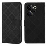 For Tecno Camon 20 Premier Ethnic Style Embossed Pattern Leather Phone Case(Black)