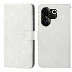 For Tecno Camon 20 Premier Ethnic Style Embossed Pattern Leather Phone Case(White)