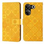 For Tecno Camon 20 Pro 5G Ethnic Style Embossed Pattern Leather Phone Case(Yellow)