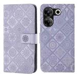 For Tecno Camon 20 Pro 5G Ethnic Style Embossed Pattern Leather Phone Case(Purple)