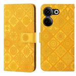 For Tecno Camon 20 / 20 Pro Ethnic Style Embossed Pattern Leather Phone Case(Yellow)