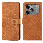 For Tecno Pova 6 / 6 Pro Ethnic Style Embossed Pattern Leather Phone Case(Brown)