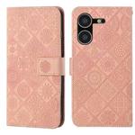 For Tecno Pova 5 Ethnic Style Embossed Pattern Leather Phone Case(Pink)