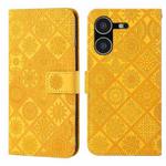 For Tecno Pova 5 Ethnic Style Embossed Pattern Leather Phone Case(Yellow)