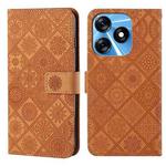 For Tecno Spark 10 / Spark 10C Ethnic Style Embossed Pattern Leather Phone Case(Brown)