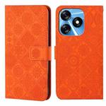 For Tecno Spark 10 / Spark 10C Ethnic Style Embossed Pattern Leather Phone Case(Orange)