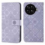 For Tecno Spark 20 Pro+ Ethnic Style Embossed Pattern Leather Phone Case(Purple)