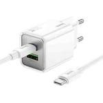 hoco N46 Glorious PD20W and QC3.0 Charger Set with 1m Type-C to Type-C Charging Cable, EU Plug(White)