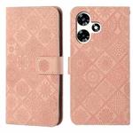 For Infinix Hot 30 Play NFC Ethnic Style Embossed Pattern Leather Phone Case(Pink)