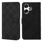 For Infinix Hot 30 Play NFC Ethnic Style Embossed Pattern Leather Phone Case(Black)