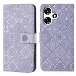 For Infinix Hot 30 Play NFC Ethnic Style Embossed Pattern Leather Phone Case(Purple)