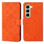 For Infinix Hot 50 5G Ethnic Style Embossed Pattern Leather Phone Case(Orange)