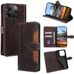 For Redmi Note 14 4G 164.84mm Skin Feel Magnetic Buckle Leather Phone Case(Brown)