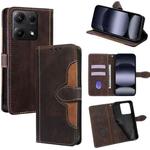 For Redmi Note 14S 4G Skin Feel Magnetic Buckle Leather Phone Case(Brown)