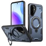 For Samsung Galaxy A56 5G PC Hybrid TPU Armor MagSafe Ring Holder Phone Case(Blue)