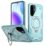 For Samsung Galaxy A56 5G PC Hybrid TPU Armor MagSafe Ring Holder Phone Case(Light Blue)