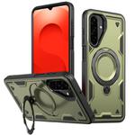 For Samsung Galaxy A26 5G PC Hybrid TPU Armor MagSafe Ring Holder Phone Case(Olive Green)