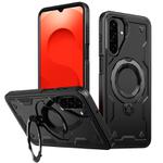 For Samsung Galaxy A26 5G PC Hybrid TPU Armor MagSafe Ring Holder Phone Case(Black)
