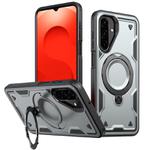 For Samsung Galaxy A26 5G PC Hybrid TPU Armor MagSafe Ring Holder Phone Case(Grey)