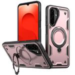 For Samsung Galaxy A26 5G PC Hybrid TPU Armor MagSafe Ring Holder Phone Case(Rose Gold)
