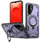 For Samsung Galaxy A26 5G PC Hybrid TPU Armor MagSafe Ring Holder Phone Case(Purple)