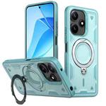 For Xiaomi Poco M6 Pro 5G PC Hybrid TPU Armor MagSafe Ring Holder Phone Case(Light Blue)