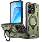 For Xiaomi Poco M6 Pro 5G PC Hybrid TPU Armor MagSafe Ring Holder Phone Case(Olive Green)