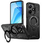 For Xiaomi Poco M6 Pro 5G PC Hybrid TPU Armor MagSafe Ring Holder Phone Case(Black)