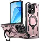 For Xiaomi Poco M6 Pro 5G PC Hybrid TPU Armor MagSafe Ring Holder Phone Case(Rose Gold)